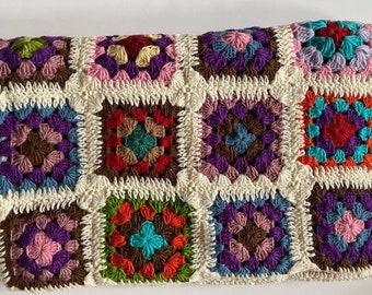 100% wool Granny Squares Hand crocheted throw