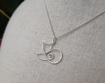 Sterling silver hammered fox pendant