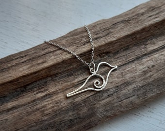 Sterling silver hammered bird pendant