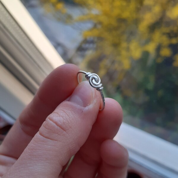 Sterling silver hammered spiral ring