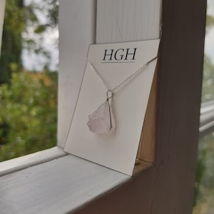 Sterling silver filled wire wrapped rough rose quartz pendant