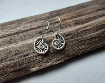 Sterling silver woven ammonite earrings