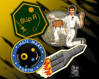 Escudo de misión inspirado en el Proyecto Ave María / Pegatinas de Rocky y Ryland - Booktok - Ciencia ficción - Andy Weir