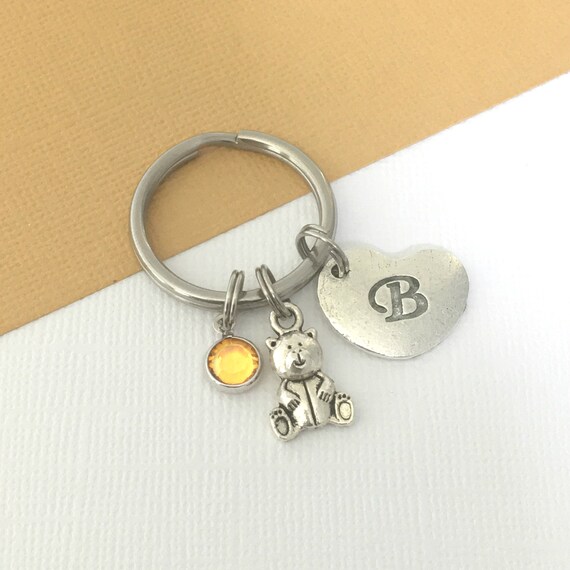 personalised teddy bear keyring