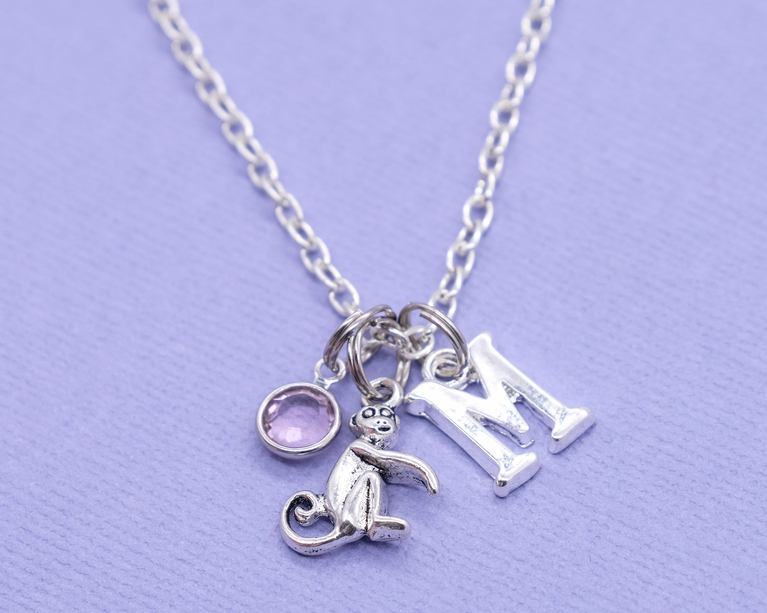 Monkey Necklace Swarovski Birthstone 