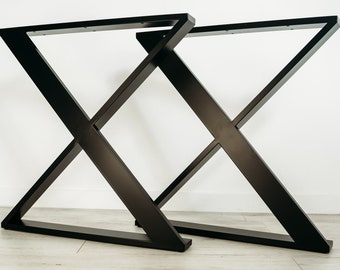 Pieds de table à manger en forme de X, pieds de table, pieds de table en métal, pieds de table industriels, pied de table en acier et métal