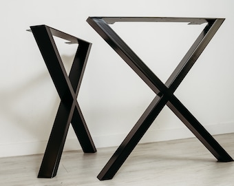 Pieds de table à manger en forme de X, pieds de table, pieds de table en métal, pieds de table industriels, pied de table en acier et métal