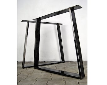 2 pcs Black Clear powder coated trapezoid steel table base 70x72 cm, 27,55" WIDE x 28,3" HIGH powder coated