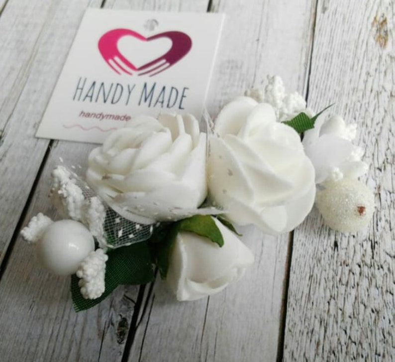 White roses on clips Clip with roses white flowers on clips Alligator clip for girl Alligator clip for wedding Spring Clips for party