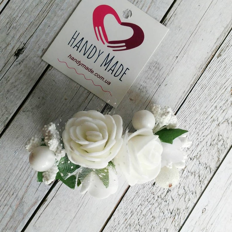 White roses on clips Clip with roses white flowers on clips Alligator clip for girl Alligator clip for wedding Spring Clips for party