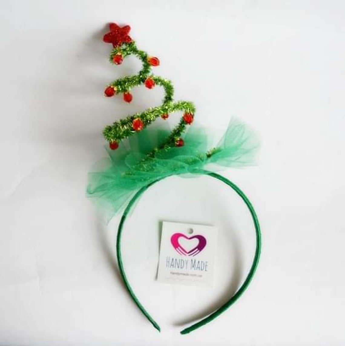 Christmas tree headband Green Christmas tree with red balls Etsy