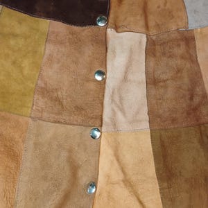 Suede patchwork mini handmade Vintage Skirt