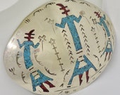 Navajo Harvest Scarecrow Turquoise Coral Mosaic Cross Stamped Dancer Belt Buckle