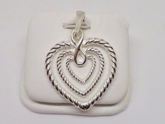 Sterling Silver Polished /& Filigree Heart Pendant