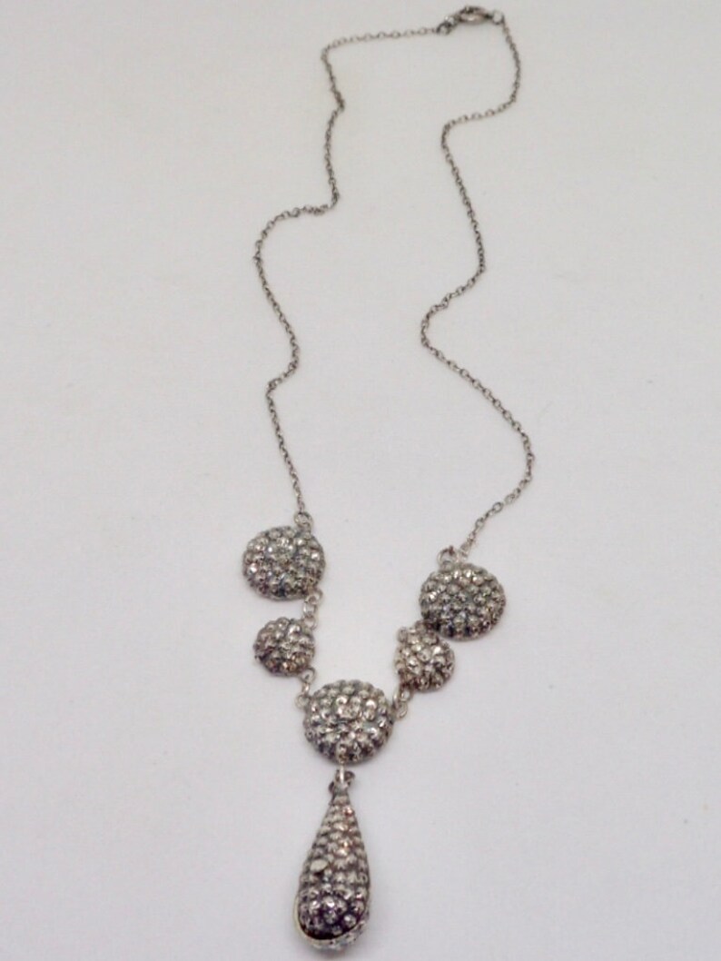 Art Deco Sterling Silver Fringe Antique Dangle Necklace 15.5