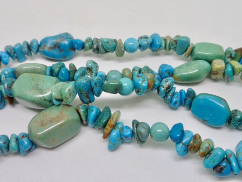 8mm 35.5 Necklace Signed Sterling Silver Chinese Turquoise 10mm