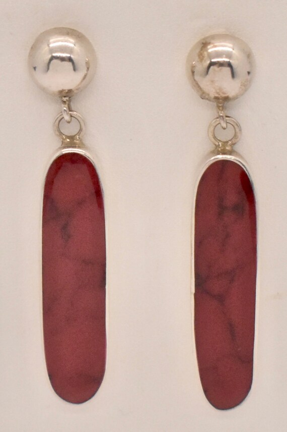 Beautiful long red earring Beautiful natural red agate stone Contemporary jewelry made of sterling silver Large round earrings