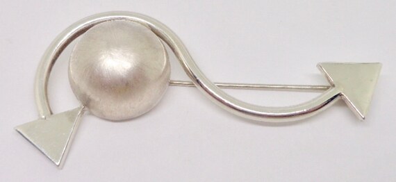 Sterling Silver 925 Mexico Modern Arrow Pin Brooch