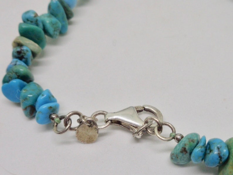8mm 35.5 Necklace Signed Sterling Silver Chinese Turquoise 10mm