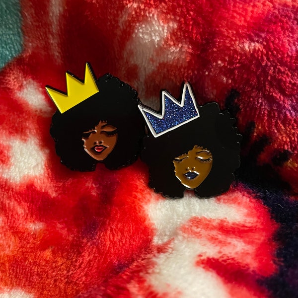 Crowned Melanin Queen Enamel Pin/Black History/ Black Owned/ Black is Beautiful/ Afro Queen