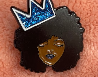 Crowned Melanin Queen Enamel Pin/Black History/ Black Owned/ Black is Beautiful/ Afro Queen/ Finer Queen