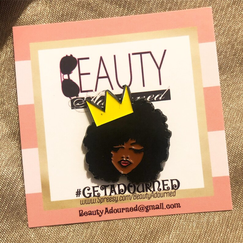 Crowned Melanin Queen Enamel Pin: Black Pride Accessory image 4