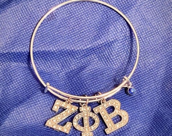 Zeta Phi Beta Sorority, Inc., Pretty Kitty SILVER color personalized sorority inspired charm bracelet