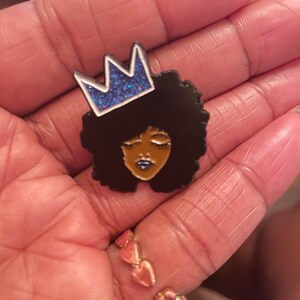 Crowned Melanin Queen Enamel Pin: Black Pride Accessory image 2