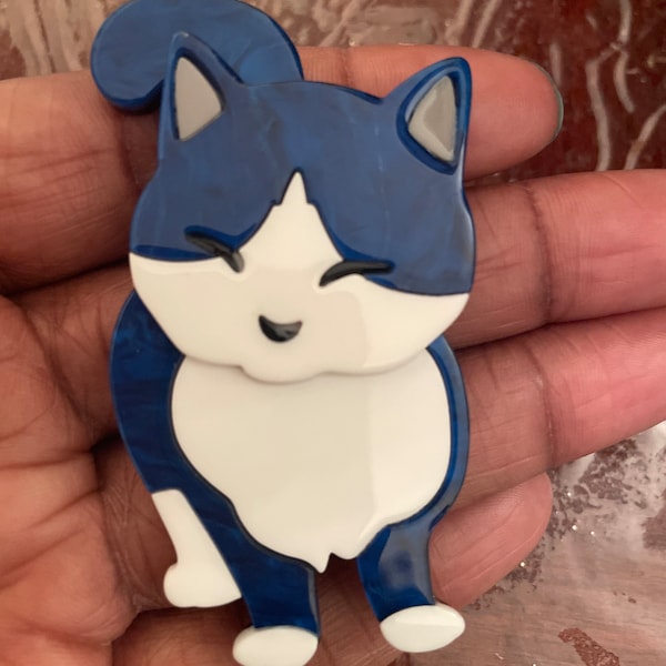 Pretty Kitty Acrylic Lapel Jacket Pin, Zeta Phi Beta Sorority Inspired