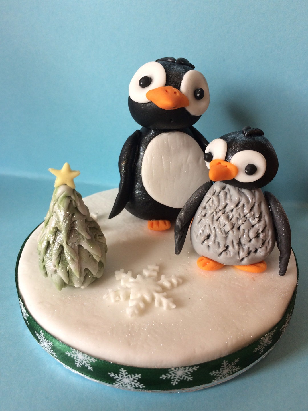 Set of Edible Penguin Cake Toppers on a Cake Board - Etsy