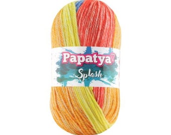 Papatya Splash Rainbow Multicoloured Aran 100g Ball