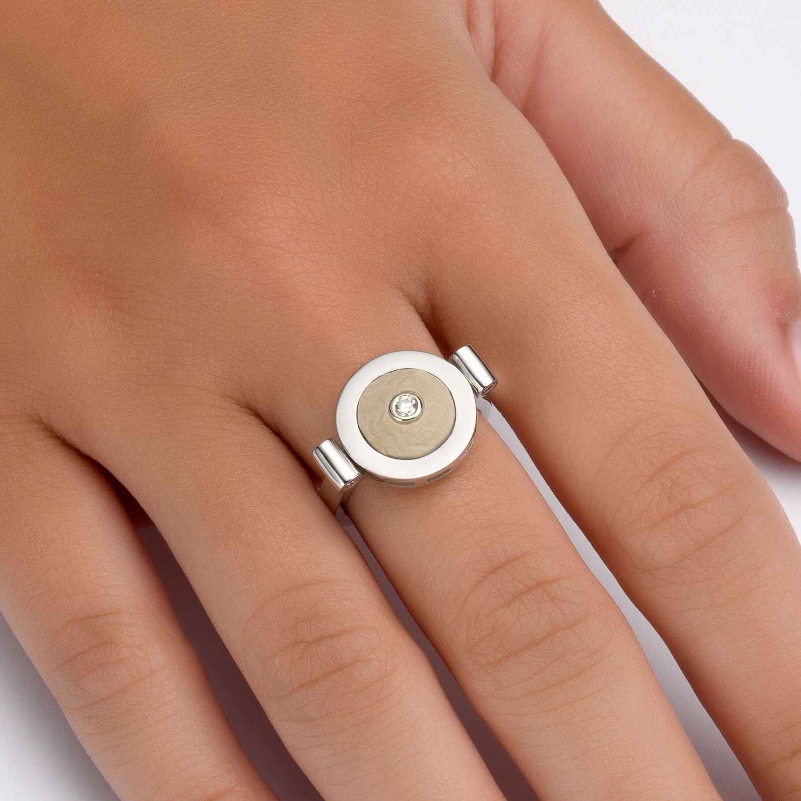 18K White Gold Diamond Spinner Ring Unique Engagement Ring Etsy UK