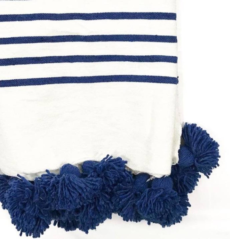 Beautiful Moroccan Pom Pom Blanket Moroccan Throw Blanket Etsy