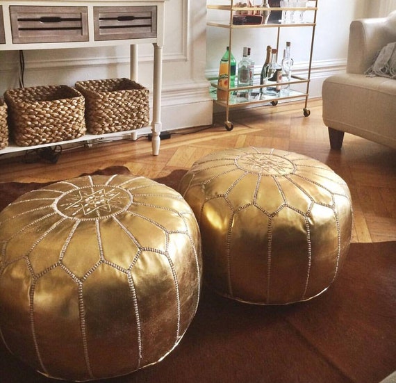 wedding gifts Ottoman Leather Pouf brown home decor ottoman moroccan Set of 2 Genuine Leather Moroccan Pouffe Pouf