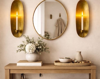 Set of 2 Handmade Brass Candle Sconces – Elegant Wall Decor