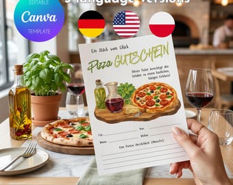 Printable pizza voucher template, Design your own Italian restaurant dinner voucher, Gift certificate