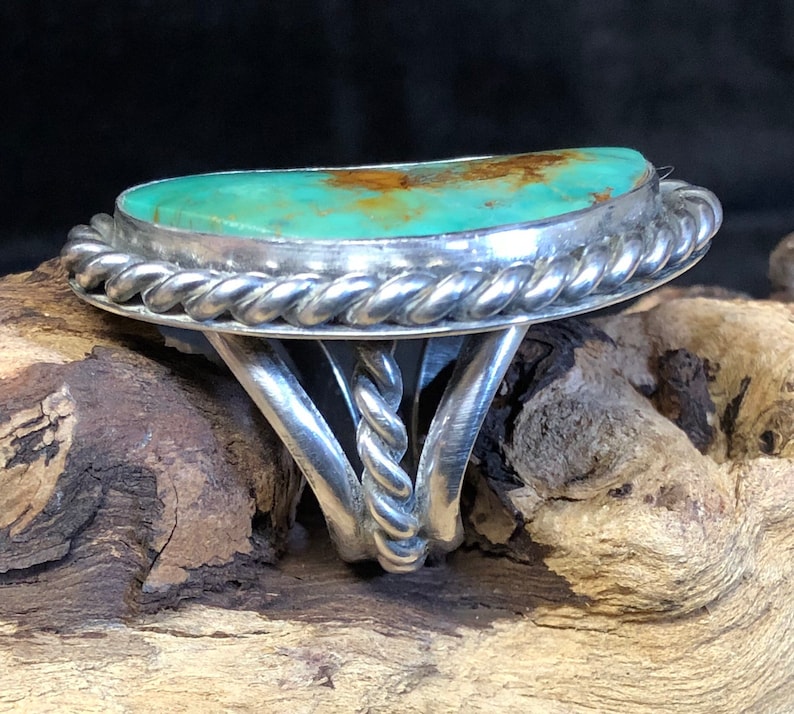 Sterling Silver /& Royston Turquoise Statement Ring Size 8-8.5