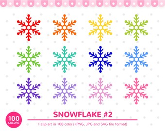 100 Colors Clip Art: Snowflake #2, Snowflake SVG, Christmas Clipart, Snowflakes, Winter, Decoration, Digital, Weather, Planner, Sticker, SVG