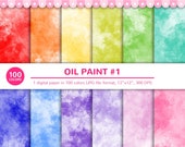 100 Colors Digital Papers: Oil Paint #1, Acrylic, Smudge, Smeared Paint, JPG, Scrapbooking, Digital Paper