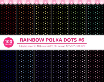 100 Colors Digital Papers: Rainbow Polka Dots #6, Polka Dot Paper, Small, Tiny, Polka Dots, Rainbow, Scrapbooking, Digital Paper, Paper Pack