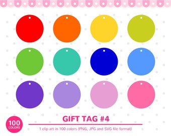 100 Colors Clip Art: Gift Tag #4, Favor Tag Clip Art, SVG Tag, Party Tags, Round Tag, Printable Tags, Birthday, Rainbow Color, Clip Art, SVG