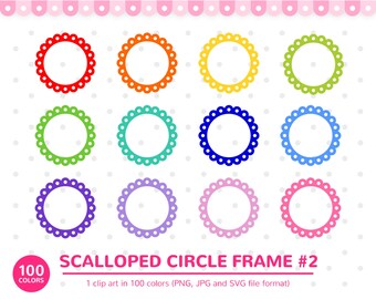 Illustraties 100 kleuren: geschulpte cirkellijst #2, Clip Art-lijst, geschulpte lijst, cirkellijst, clipart, digitale fotolijsten, lijsten, SVG