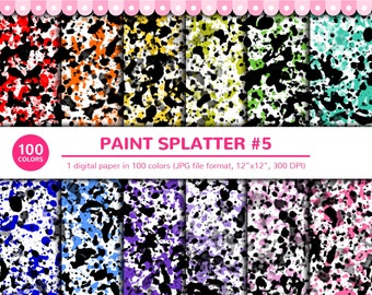 Papeles digitales de 100 colores: Salpicadura de pintura n.° 5, Pintura, Salpicadura, Mancha, Aerosol, Arcoíris, Imprimible, JPG, Scrapbooking, Papel digital