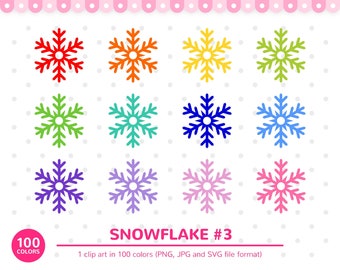 100 Colors Clip Art: Snowflake #3, Christmass SVG, Snowflake Clipart, Snowflakes, Winter, Decoration, Digital, Snow, Planner, Sticker, SVG