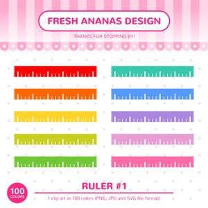 100 Colors Clip Art: Ruler #1, Ruler Clipart, School Clipart, Office Clipart, Back To School, School Supply, Planner Clipart, Clip Art, SVG