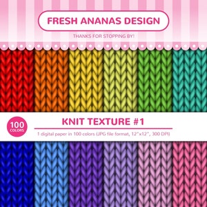 100 Farben Digitale Papiere: Stricktextur #1, Wolle, Pullover, Nahtlos, Pullover, Scrapbooking, Regenbogen, Papierpackung, Hintergrund