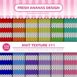 100 Farben Digitale Papiere: Stricktextur #11, Wolle, Pullover, Gestreift, Linien, Nahtlos, Pullover, Scrapbooking, Regenbogen, Papierpackung, Hintergrund
