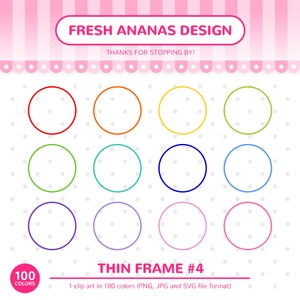 100 Farben Clip Art: Dünner Rahmen #4, 100 Farbrahmen, digitaler Rahmen, Rahmen Clipart, Kreis Rahmen, Clipart, Planer Clipart, SVG, Rund