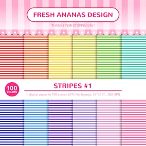 Papiers numériques 100 couleurs : rayures #1, papier rayé, rayures, fines rayures, minuscules, scrapbooking, arc-en-ciel, paquet de papier, arrière-plan, motif