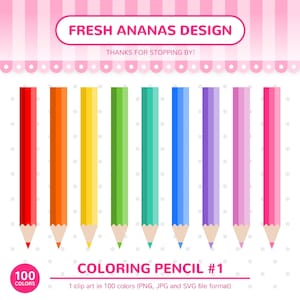 Illustraties 100 kleuren: kleurpotlood, kleurpotloden clipart, school clipart, Office, Art Supply, klaslokaal, planner clipart, clipart, SVG
